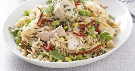 Chicken, edamame & ginger pilaf