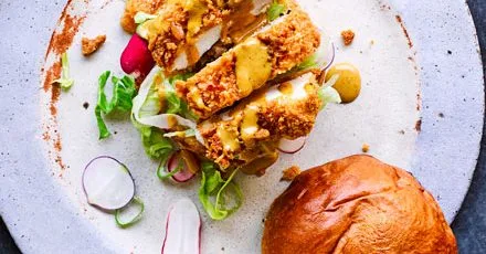 Chicken katsu curry burger