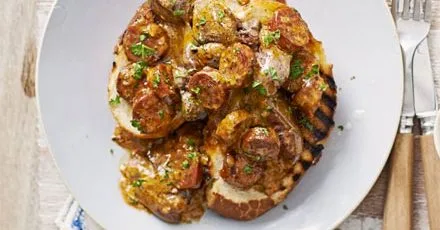 Chicken liver & chorizo open sandwich