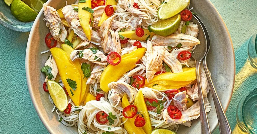 Chicken, mango and noodle salad