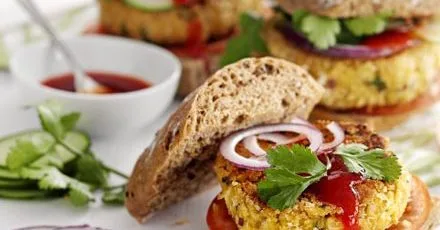 Chickpea & coriander burgers