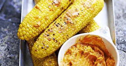 Barbecued corn on the cob