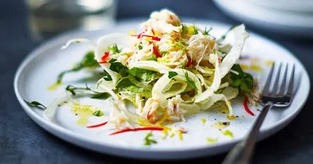 Chili crab with shaved fennel and parsley salad