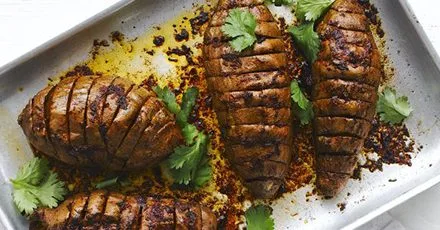 Chipotle hasselback sweet potatoes