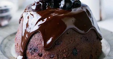 Chocolate and Cherry Christmas Pudding