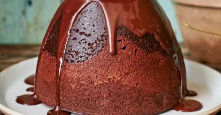 Chocolate orange steamed pudding with chocolate sauce