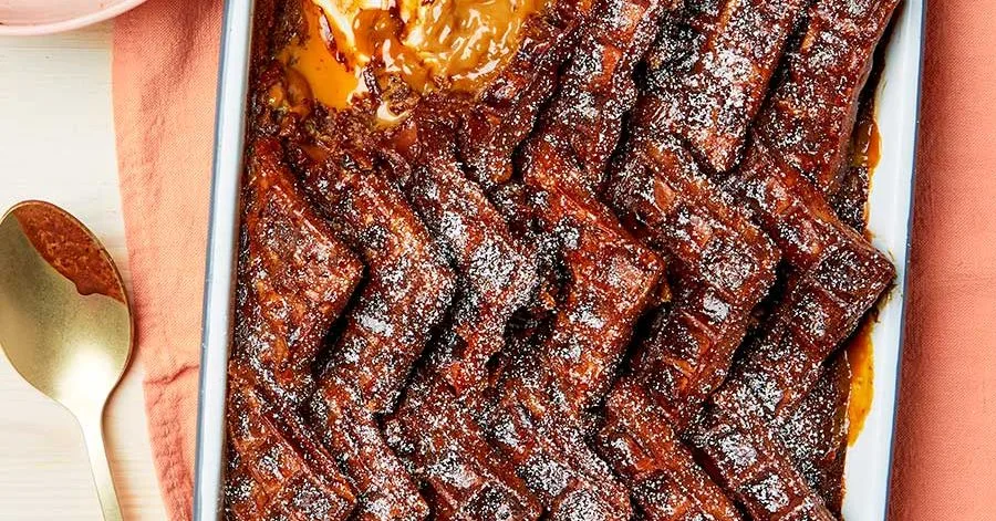 Chocolate and Salted Caramel Waffle Bread Pudding