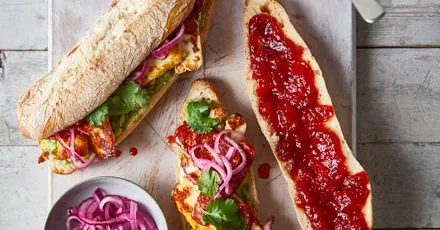 Breakfast Baguette with Chorizo and Halloumi