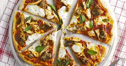 Christmas pizza with leftovers