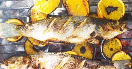 Barbecued sea bass