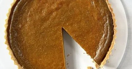 Classic pumpkin pie with pecan & maple cream