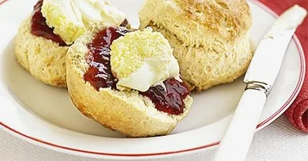 Classic scones with jam and clotted cream
