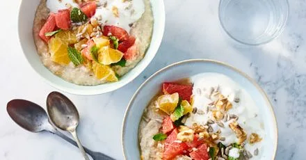 Clementine & vanilla porridge with citrus salsa