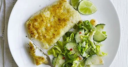 Coconut-crumbed fish with sweet chilli slaw