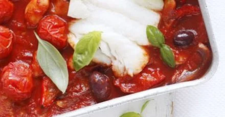 Cod & tomato traybake