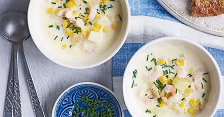 Кукурудзяний суп з креветками