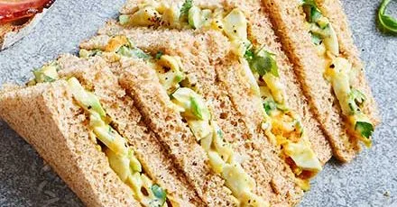 Coronation egg mayo sandwiches