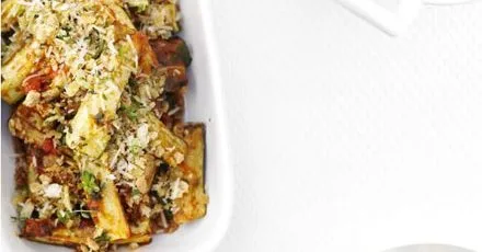 Courgettes with crisp cheese crumbs