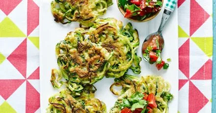 Courgetti Fritters with Tomato Salsa