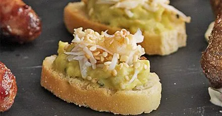 Crab & avocado sesame toasts