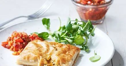 Crab & chive filo parcels