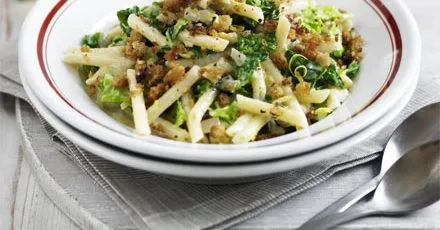 Creamy lemon & cabbage pasta with garlic crumbs