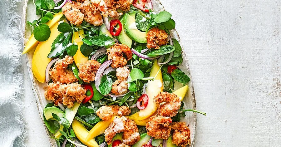 Crispy Coconut Prawn Mango Salad