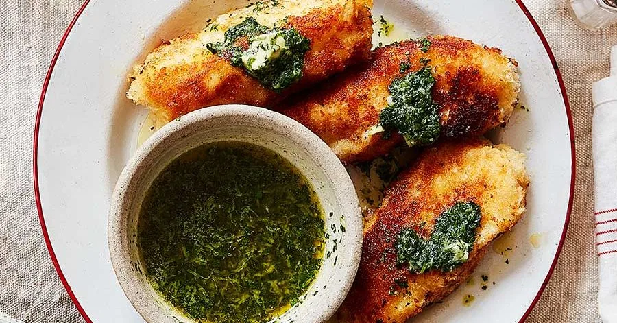Crispy cod with Kyiv butter