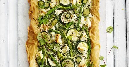 Crispy filo tart with seasonal veg