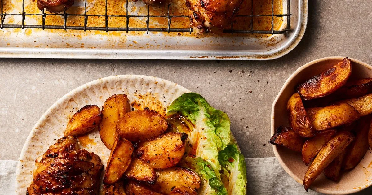 Oven-baked chicken thighs