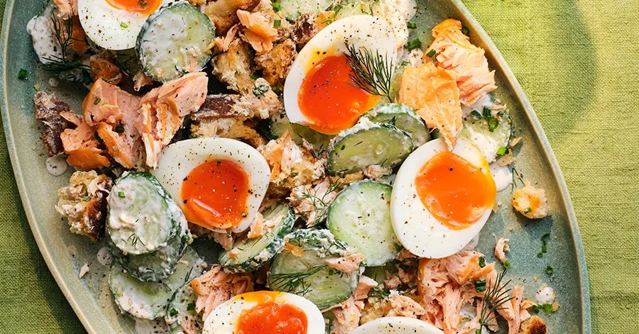 Cucumber, Dill, Smoked Trout and Sesame Salad