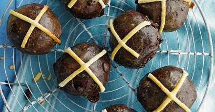 Double chocolate hot cross buns