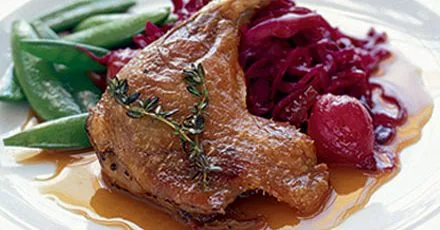 Duck with red cabbage & madeira gravy