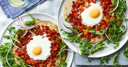 Egg & rocket pizzas