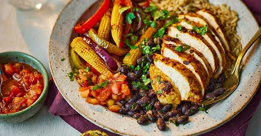 Chicken Fajita Rice Bowl with Burnt Lime