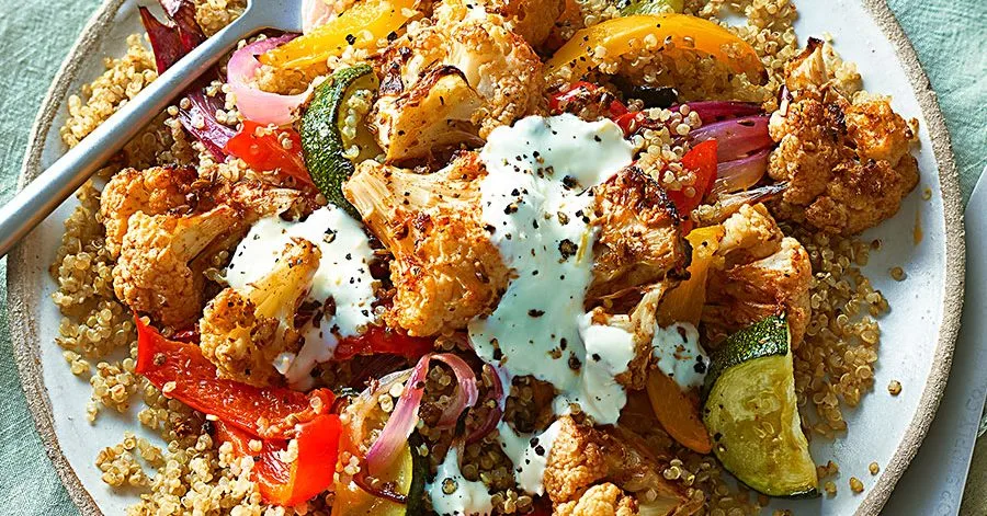 Roasted cauliflower with fennel and quinoa