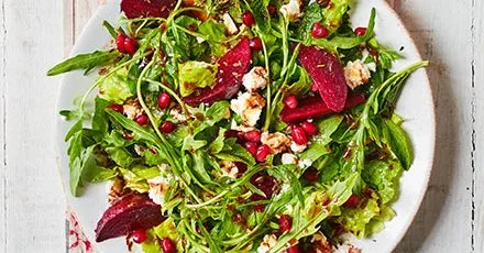 Pomegranate, feta and beetroot salad