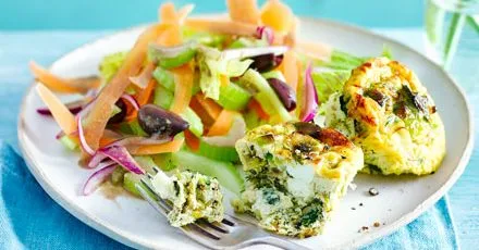 Feta frittatas with carrot and celery salad