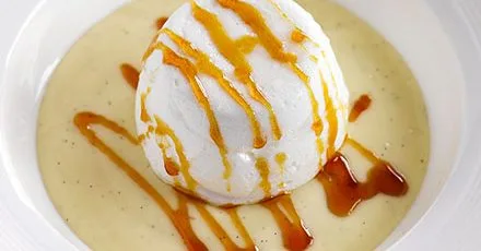 Floating islands with caramel sauce