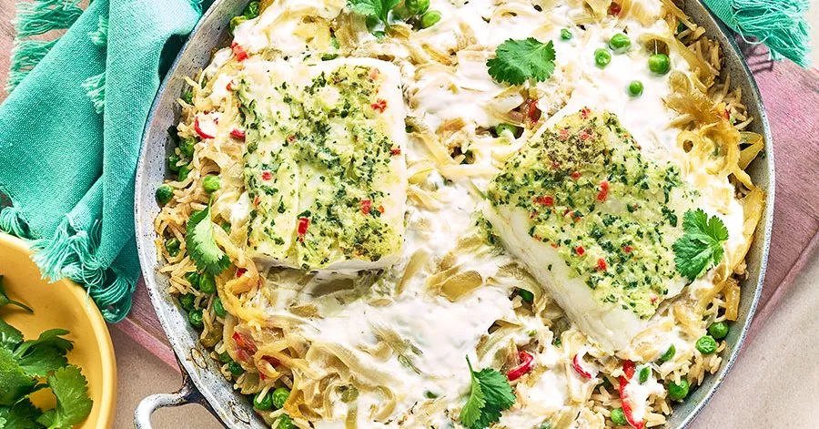 Fragrant Biryani with Coriander Cod