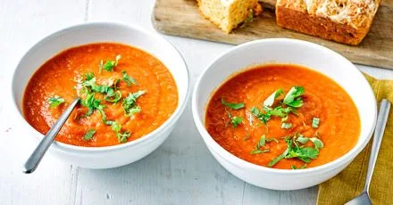 Fresh Tomato Soup with Cheesy Cornbread