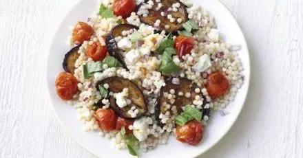 Giant couscous & aubergine salad