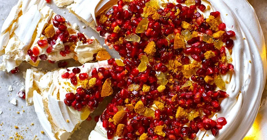Ginger & pomegranate pavlova