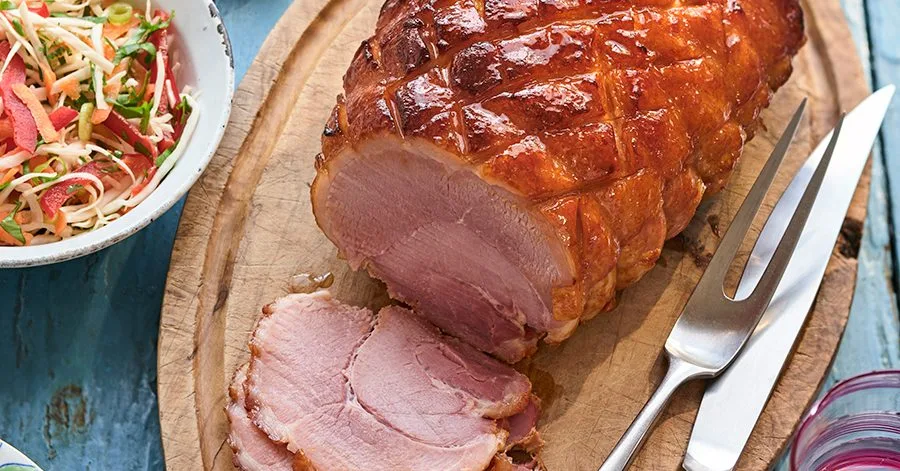 Gochujang & ginger beer glazed holiday ham