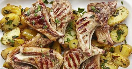 Griddled lamb with spiced new potatoes