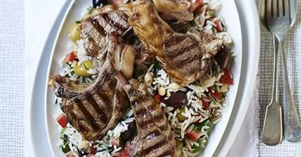 Griddled lamb with wild rice salad