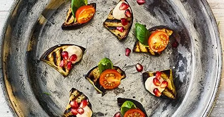 Grilled aubergine stacks