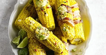 Grilled corn with jerk butter