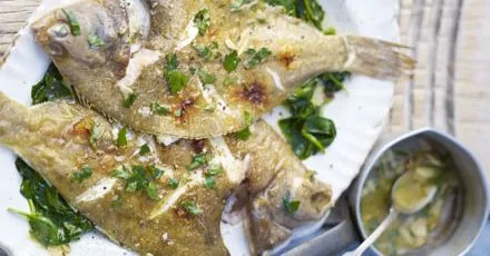 Grilled dab with garlic butter