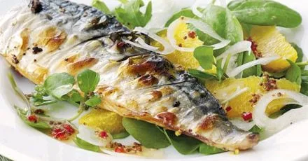 Grilled mackerel with orange, chilli & watercress salad